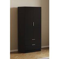 Home Discount Vida Designs Trega 2 Door 2 Drawer Wardrobe Clothes Hanging Rail MDF in Black