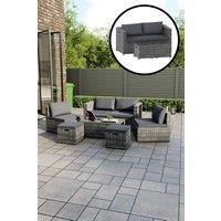 Home Discount Garden Vida Islay 6 Seater Rattan Furniture Set 'ALREADY ASSEMBLED' in Grey