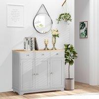 HOMCOM Modern Sideboard Buffet Cabinet with Storage Cabinets & Drawers in Grey