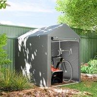 OUTSUNNY 1.2 x 1.8m Portable Garden Shed for Motorbikes, Garden Tools, Bikes in Light Grey