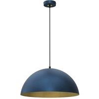 Milagro Beta Pedant Lamp 45cm Hand Made In Matt Blue With A Golden Interior in Mid Navy