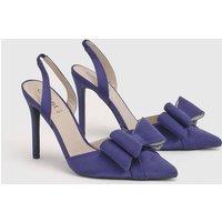 Coast Women's Wide Fit Tamara Satin Bow Sling Back Stiletto Court Shoes in Bright Blue | Size: 7