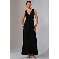 Jolie Moi Women's Ella Wrap Bodice Jersey Maxi Dress in Black | Size: 16