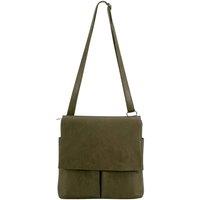 Kitise Women's Multi-Pocket Genuine Italian Leather Slim Messenger Crossbody Bag in Dark Green