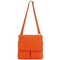 Kitise Women's Multi-Pocket Genuine Italian Leather Slim Messenger Crossbody Bag in Orange