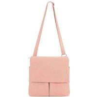 Kitise Women's Multi-Pocket Genuine Italian Leather Slim Messenger Crossbody Bag in Pink