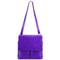 Kitise Women's Multi-Pocket Genuine Italian Leather Slim Messenger Crossbody Bag in Purple