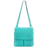 Kitise Women's Multi-Pocket Genuine Italian Leather Slim Messenger Crossbody Bag in Turquoise