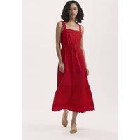 Finery London Women's Hallie Cotton Ric Rac Detail Midi Dress in Red | Size: 18
