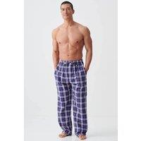 British Boxers Men's "Chester Red & Blue Check" Crisp Cotton Pyjama Trousers in Navy | Size: Medium