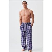 British Boxers Men's "Chester Red & Blue Check" Crisp Cotton Pyjama Trousers in Navy | Size: XL