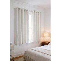 Living and Home 2 Panels Solid Colour Blackout Chenille Curtains in Beige | Size: 117 cm width x 137 cm drop
