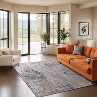 Livabliss Lustro-Abstract Beige Grey Off-White Modern Marble Living Rug | Size: 80 cm x 150 cm