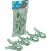JVL Pack of 4 Beach Towel Pegs - Green