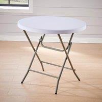 Home Source Round Folding Table Trestle Camping Party Picnic BBQ Garden Indoor in White