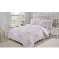 Smart Living Printed Reversible Polycotton Decorative Hearts Duvet Cover With Pillowcases in Natural | Size: King