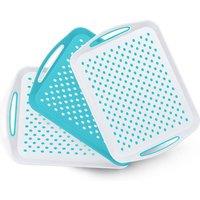Essen 3-Pack Serving Tray Set - Non-Slip Lap Boards, Dishwasher Safe in Blue