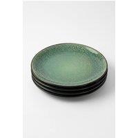 Scandi Home Set of 4 Rivah Green Stoneware Dinner Plates 27cm in Dark Green