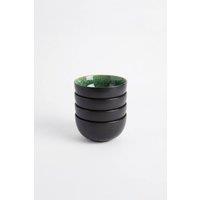 Scandi Home Set of 4 Rivah Green Stoneware Cereal Bowls 15cm in Dark Green