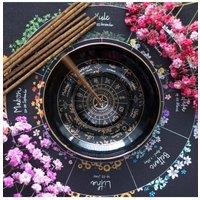 KDMD Wheel of the Year Incense Holder-Ceramic Ritual & Meditation Accessory in Black