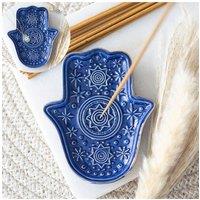 KDMD Dark Blue Hamsa Hand Incense Holder & Trinket Dish