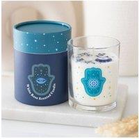 KDMD Hand of Hamsa White Rose Candle with Crystals-Spiritual Sanctuary Gift