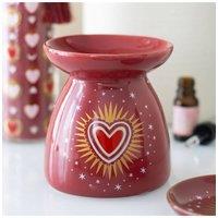 KDMD Sacred Heart Oil Burner-Elegant Heart Design for Relaxing Aromatherapy in Red