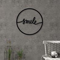 Decortie Modern Metal Wall Art 'Smile' Minimalist Decorative Hanging Sculpture in Black