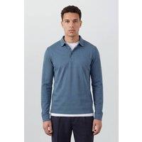 Burton Men's Blue Long Sleeve Smart Polo Shirt | Size: Large