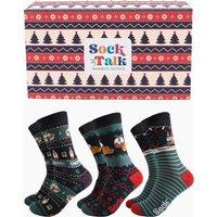 Sock Talk Men's Bamboo Sock Gift Box - Festive Food & Drinks in Black | Size: 7-11