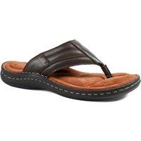 Pavers Men's Leather Slip On Sandals in Dark Brown | Size: 7