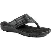 Pavers Men's Leather Slip On Sandals in Black | Size: 9
