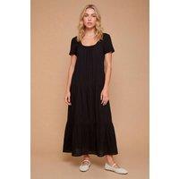 Dorothy Perkins Women's Scoop Neck Tiered Maxi Dress in Black | Size: 16
