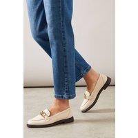 Wallis Women's Lineka Faux Leather Metal Snaffle Smart Loafers in Beige | Size: 3