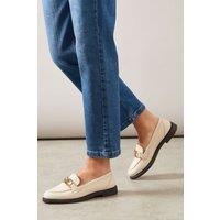 Wallis Women's Lineka Faux Leather Metal Snaffle Smart Loafers in Beige | Size: 5