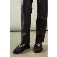Wallis Women's Lineka Faux Leather Metal Snaffle Smart Loafers in Black | Size: 3