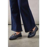 Wallis Women's Lineka Faux Leather Metal Snaffle Smart Loafers in Navy | Size: 4