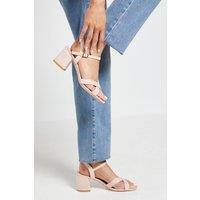 Wallis Women's Wide Fit Samiyas Faux Suede Cross Strap Medium Block Heeled Sandals in Blush | Size: 4