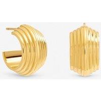 Jon Richard Women's Gold Plated Waterproof Ribbed Chubby Hoop Earrings