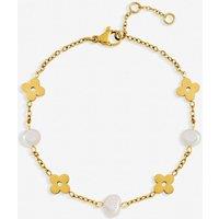 Jon Richard Women's Gold Plated Waterproof Pearl & Floral Station Bracelet