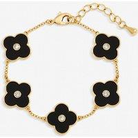 Jon Richard Women's Gold Plated & Jet Polished Clover Bracelet