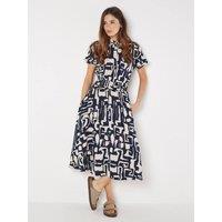 Apricot Women's Geo Grecian Shirt Midi Dress in Navy | Size: 10