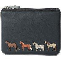 Mala leather Women's Equestrian Leather Horse Card & Coin Purse in Dark Grey