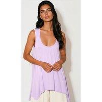 Aftershock London Women's Sleeveless Top With Asymmetric Hem in Lilac | Size: S/M