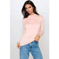 Aftershock London Women's Turtleneck Long Sleeve Top in Light Pink | Size: Medium/Large