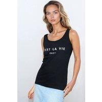 Aftershock London Women's C'est La Vie Cotton Vest Top in Black | Size: Small