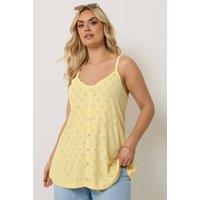Yours Women's Broderie Anglaise Vest Top in Lemon | Size: 26-28