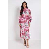 Wallis Women's Petite Floral Organza Shirt Midi Dress in Ivory | Size: 12