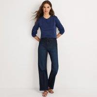 Lands' End Women's Wide Leg Denim Tie Waist Trousers in Dark Blue | Size: 18