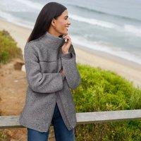 Lands' End Women's Borg Fleece Jacket in Dark Grey | Size: 14-16